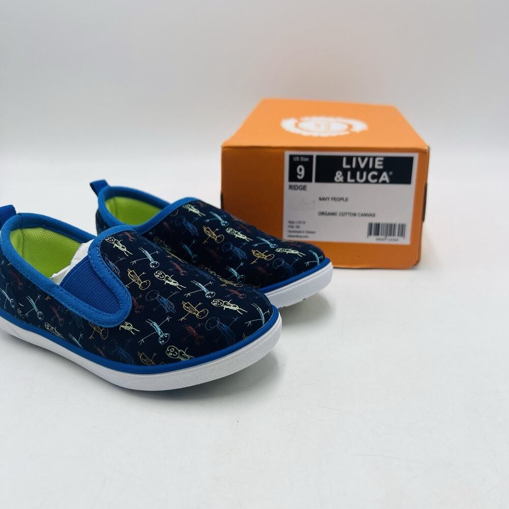 Livie & Luca 9 Ridge Sneakers Navy People Organic Cotton Canvas L15114 New